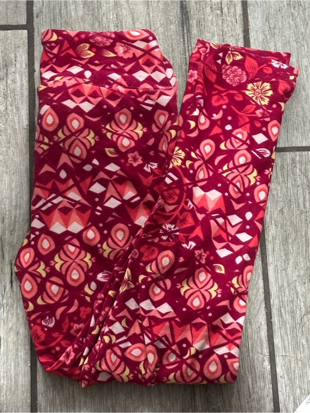 Girls' Red Patterned LulaRoe Leggings